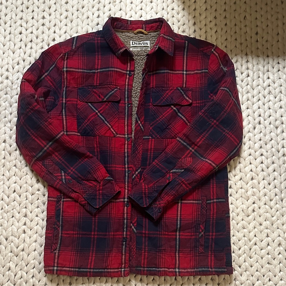 Dravus Red and Blue Plaid Men's Shirt Jacket